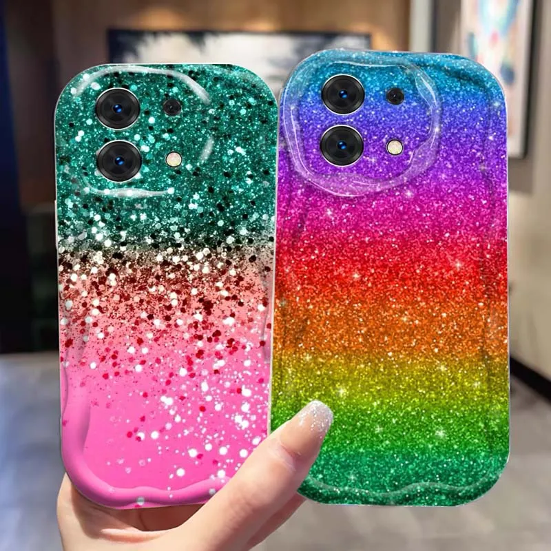 

Art Gradient Color Sparkling Phone Case For Xiaomi Redmi 9T 9A 9 9C 10 10C 12 13 13C 14C A2 A1 Plus K30 K40 K60 5G Wave Oil