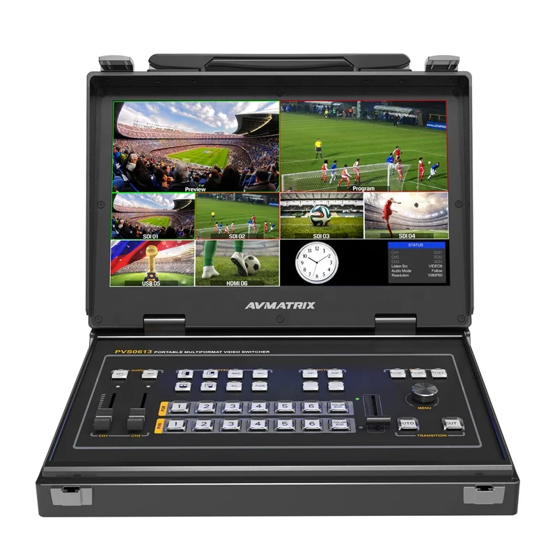 Avmatrix PVS0613U 6-Channel Portable SDI/HDMI Video Mixer Switcher with GPIO Interface Live Tally System Durable Metal Material