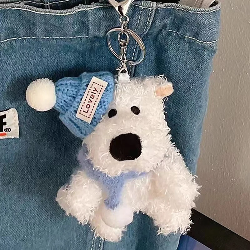 Kawali West Highland Terrier Plush Puppy Doll Bag Keychains Pendant Car Decoration Creative Cute Kids Birthday Gift For Girls