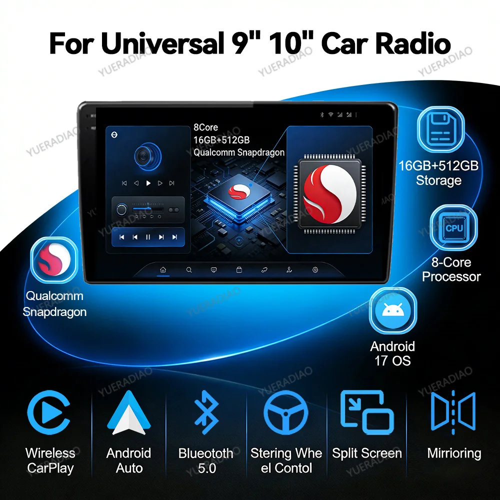 9 / 10 Inch Universal Android 17 Car Radio Autoradio 2 Din Car Radio GPS BT Central Multimedia Smart Car Systems