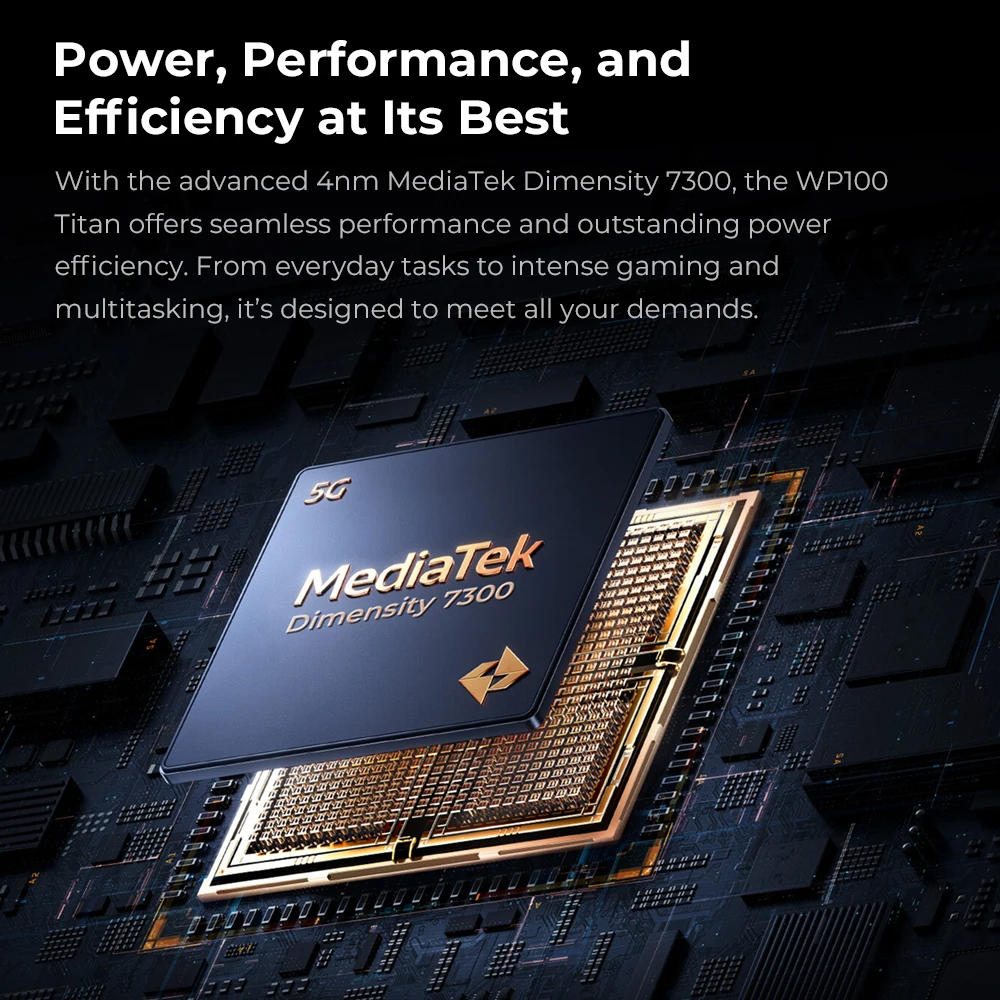 Oukitel WP100 TITAN Rugged Smartphone 33000mAh 66W Fast Charging Dimensity 7300 5G 100-Lumne Built-in Projector 200MP Cmaera NFC