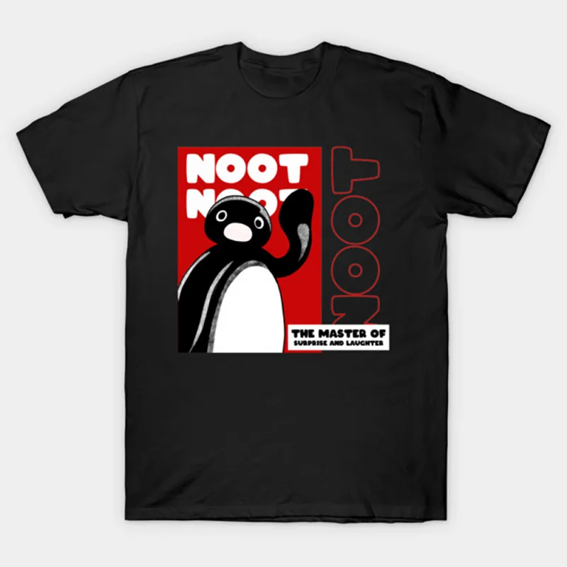 

0330 Noot Noot Pingu Meme Gift t shirt for men Funny cartoon Graphic Clothes 100% cotton printed Y2K clothing Large size tee