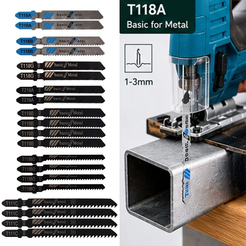 10/20PCS Multi-Purpose Curve Saw Blade Set Fine Teeth Coarse Teeth Woodworking Blades with Storage Case Assorted Cutting Blades