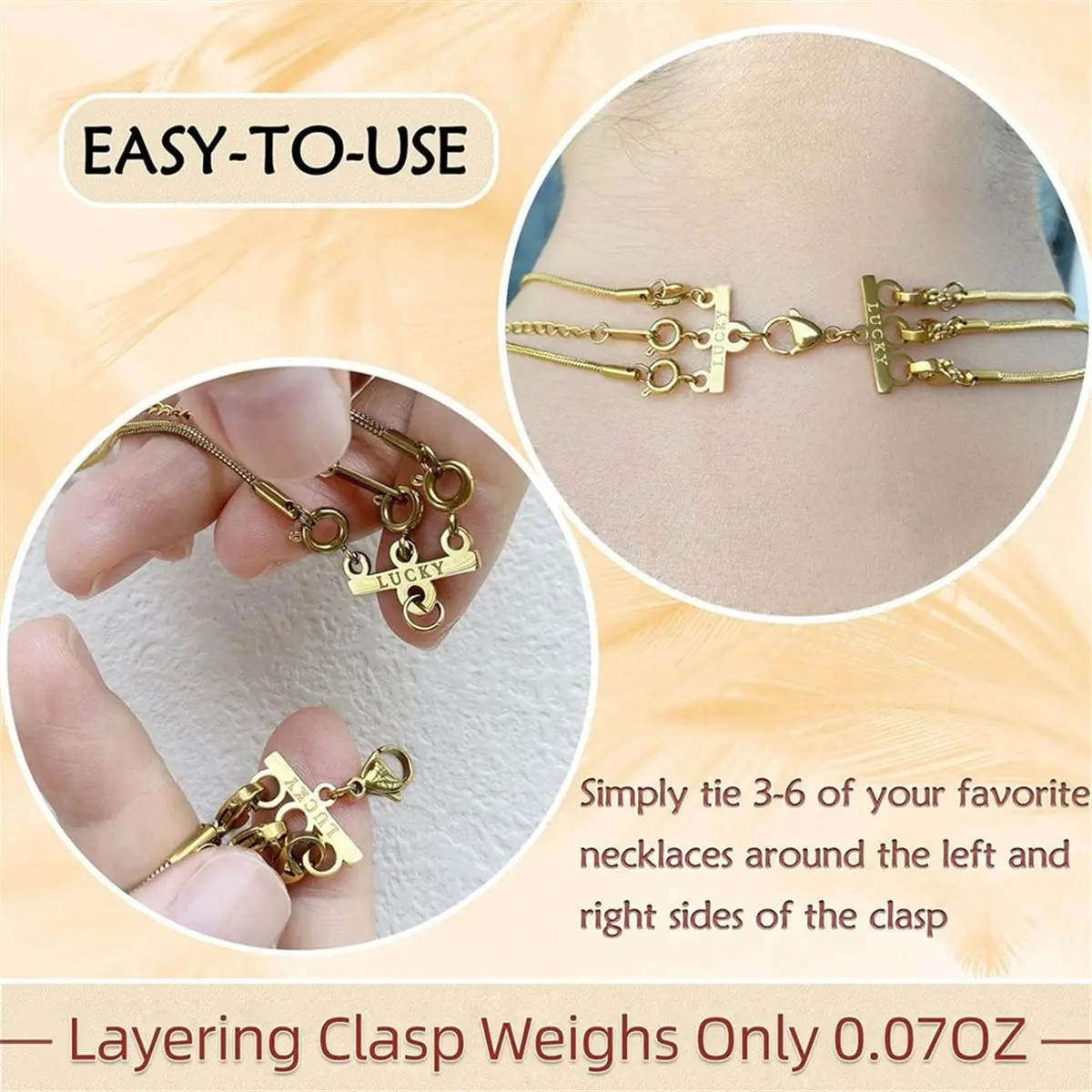 Necklace Layering Clasp, Gold Plated Necklace Connectors for Multiple Necklaces Seperator Clasp for Layered Look