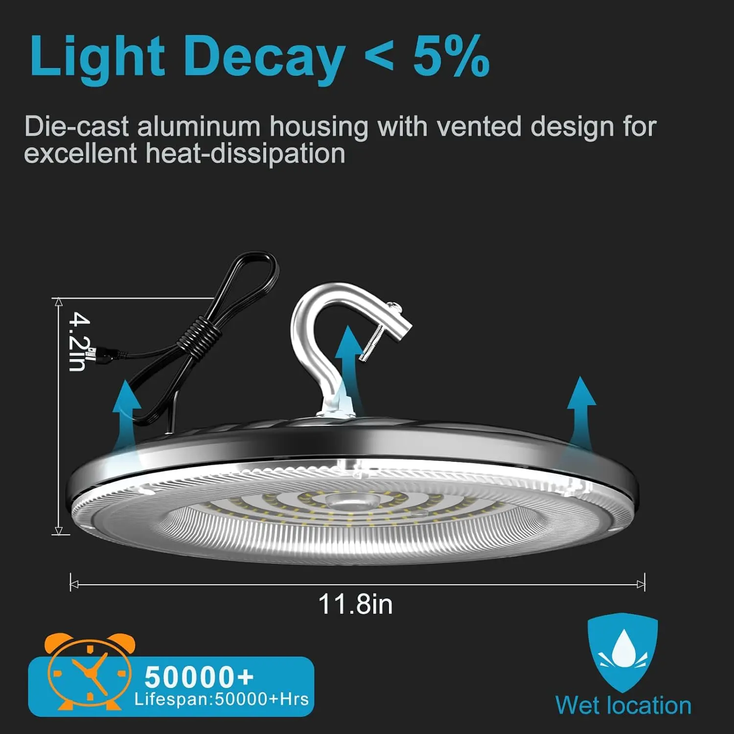 LED High Bay Shop Light 5000K 22500LM (Eqv. A 600W HPS/MH) ETL elencato LED High Bay Light