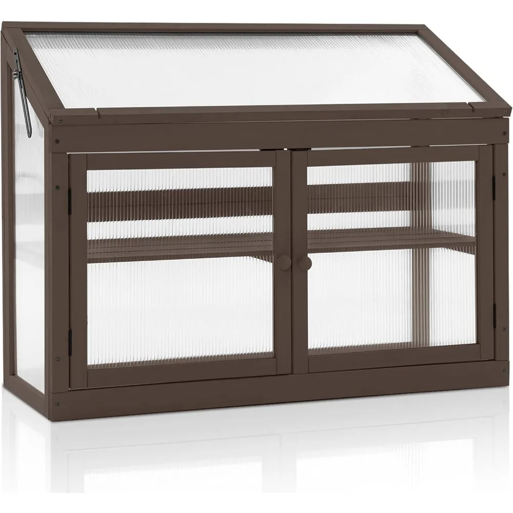 

2-story wooden cold frame garden greenhouse elevated flower bed protection 6057-0160 (brown)