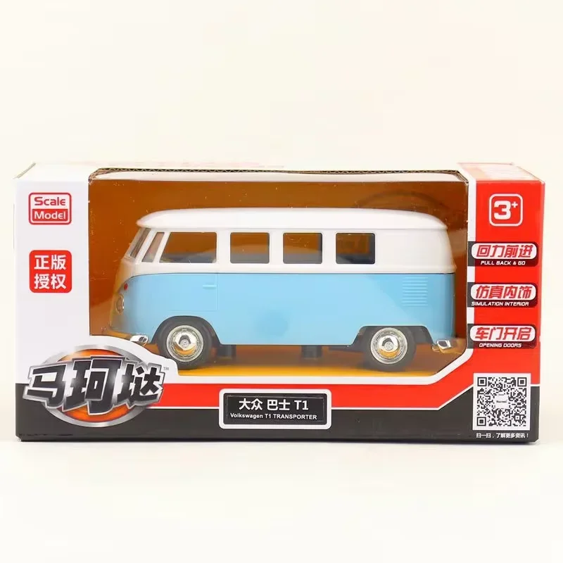 フォルクスワーゲン-車のおもちゃのVWT1,車種,合金,ダイキャスト,引き出しドア付き,オープン,バンモデル,男の子への最高の贈り物,1:36