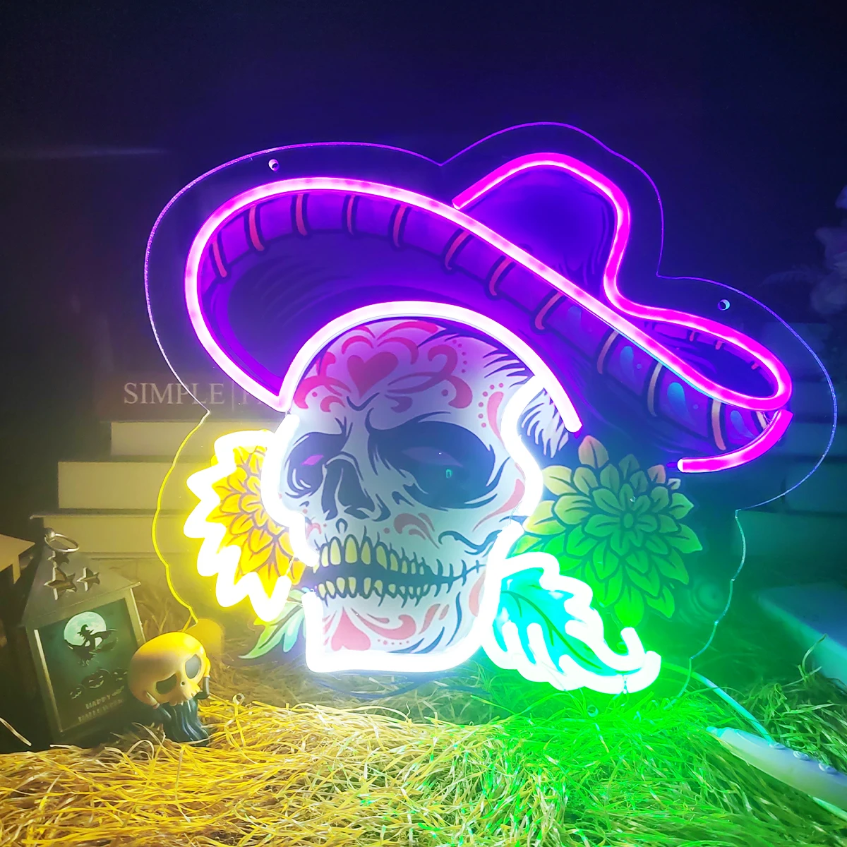 Hat Skull Neon Party Bar room decoration club led neon lights to create the atmosphere