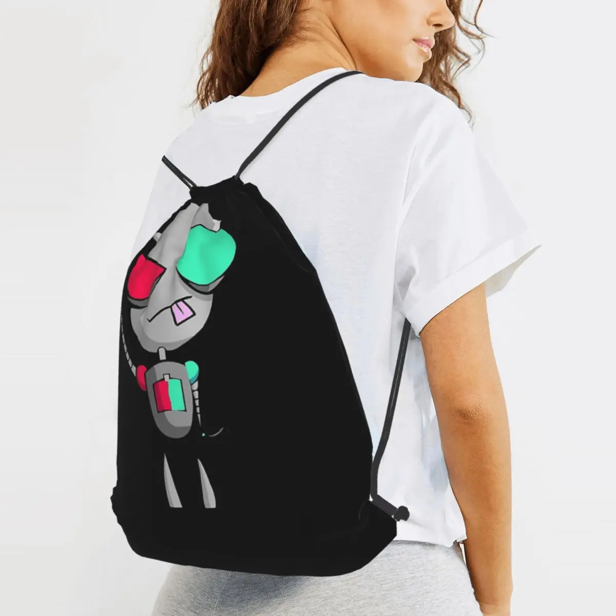 Gir Invader Zim Backpacks Casual Drawstring Bags Sports Bag Book Bags for Travel Students