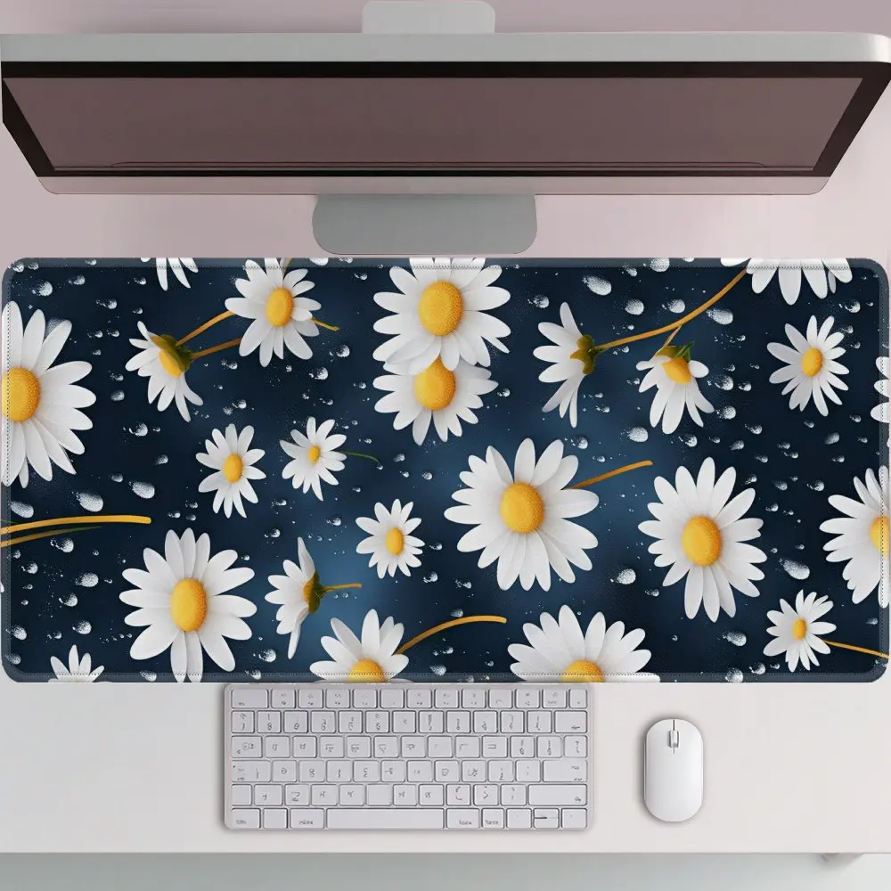 Daisy Flower Mouse Pad Non-Slip Rubber Desk Mat Soft Comfortable Surface for Gaming Office