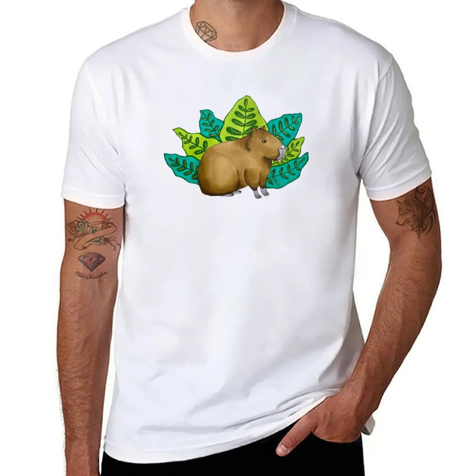 

Cute Capybara Illustration T-Shirt t shirts for man slim fit man t shirt designer T-Shirt