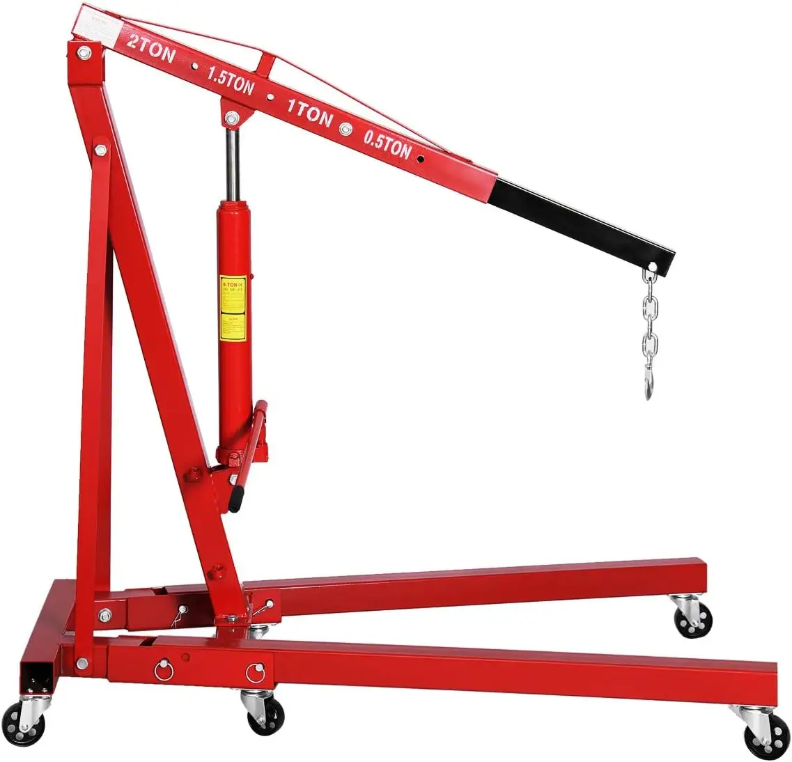 Goplus Engine Hoist, 2 Ton Folding Engine Lift With 6 Wheels, Heavy Duty Steel Hydraulic Shop Engine Crane, Cherry Picker