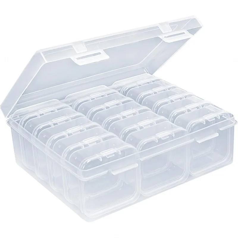 15/20/45 Girds Diamond Painting Storage Case, Clear Plastic Organizer with Multi-Grid Design & Individual Flip-Top Boxes