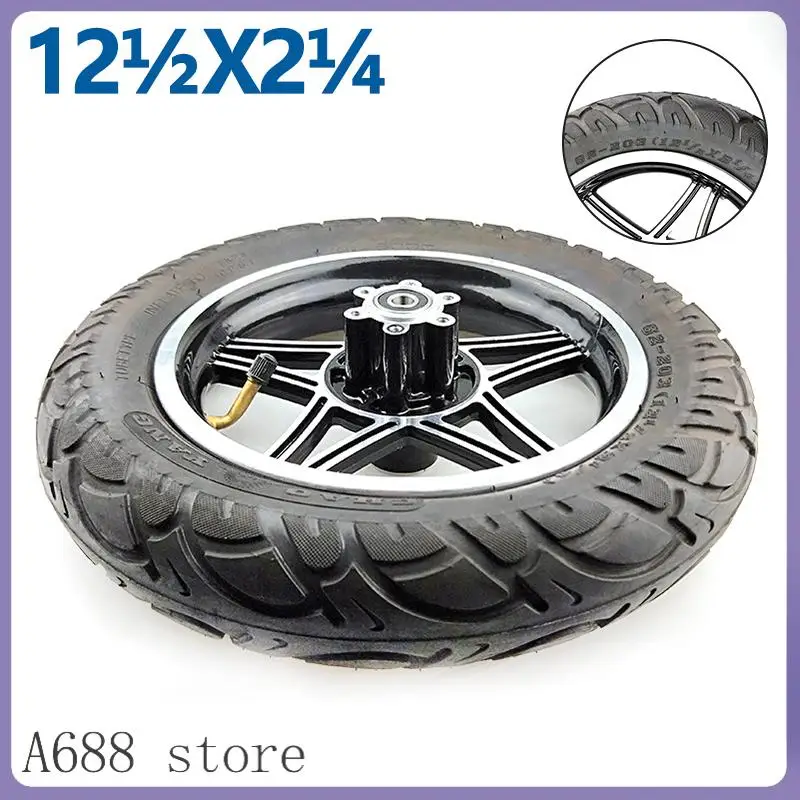

12 1/2 x 2 1/4 62-203 Complete Wheel Assembly Aluminum Alloy Rim Tire for Electric Scooter E-Bike Scooter Replacement