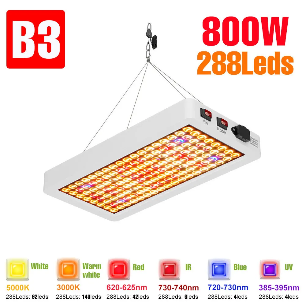 800W LED Plant Licht Groeien Volledige Spectrum Kas Tent Groente Ingemaakte Bloem Hydrocultuur Teelt Lamp IR UV Vullen verlichting