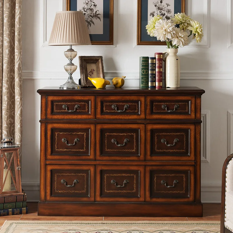 

Rural nine-bucket bedroom simple modern living room solid wood edge storage and storage