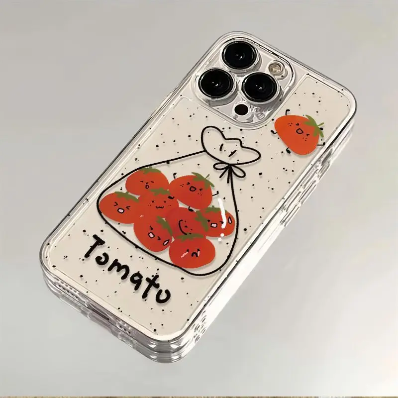 

Cute Bagged Tomatoes Phone Case For iPhone 16 15 11 12 14 13 Pro Max Mini X XSMax XR 7 8 Plus SE4 16e Cartoon Silica Cover Funda