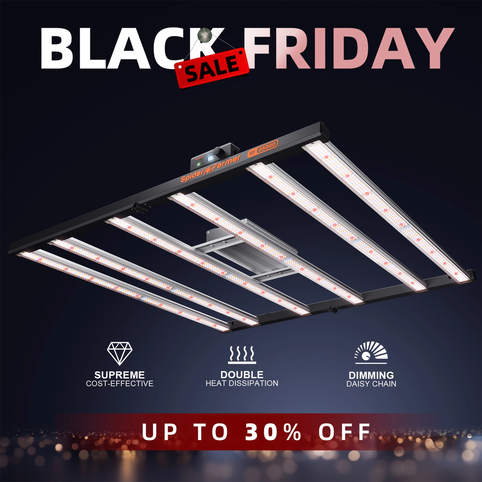 

Spider Farmer G5000 480 Вт Полный спектр светодиодный светильник для выращивания, коммерческий CO2, комнатная гидропоника для рассады, овощей, цветущих растений