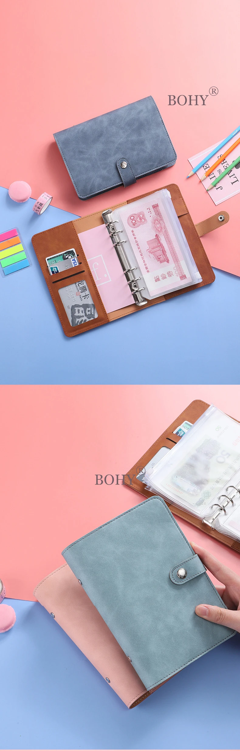 A6 Planer Notizbuch Agenda Budget Arbeitsbuch Französischer Budget-Umschlag Ordner mit Taschen für Geld Budgetierung Sparplan Rechnungsorganisator – Detail 5