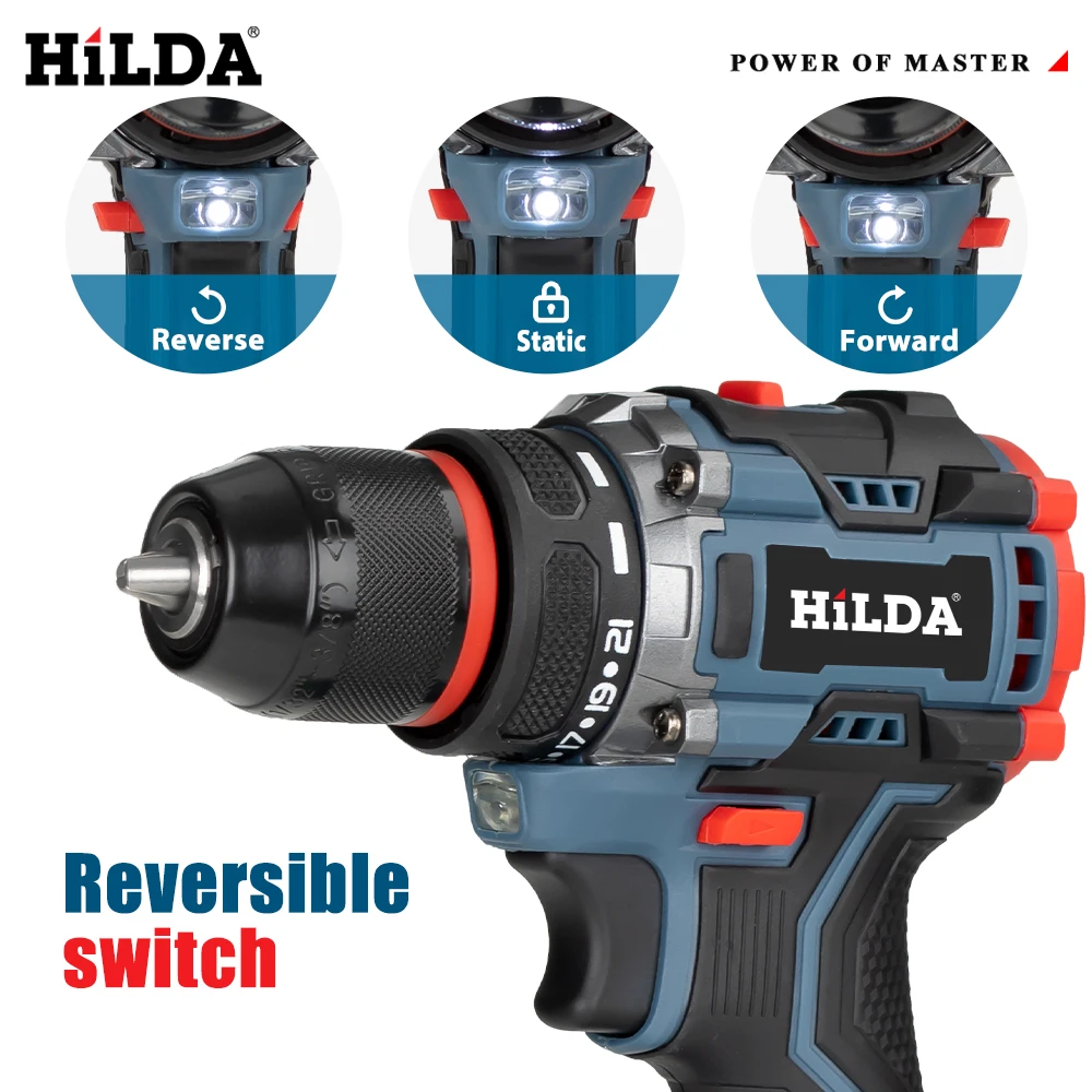 HILDA Brushless Portable Drill High-Power Cordless  - Strong Torque, Variable Speed for DIY & Professional Use(No Battery)