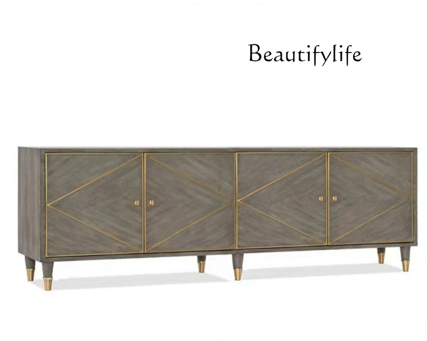 

American solid wood coffee table TV cabinet combination modern light luxury living room TV cabinet Nordic entrance cabinet
