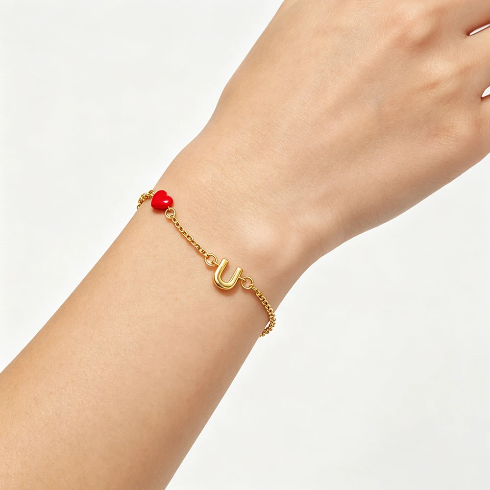 Exquisite Summer Hand Chain Mini Infinity French Fries Red Heart U Adjustable Bracelet for Women Grils Gift Jewelry Accessories