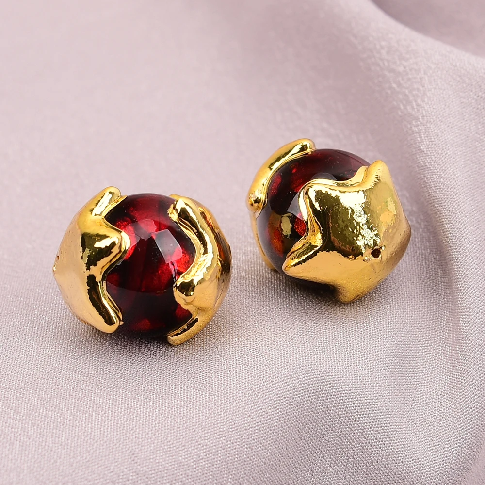 APDGG 5 Pcs 20mm Natural Red Moss Murano Glass Coloured Glaze Loose Beads Jewelry Making Accessories