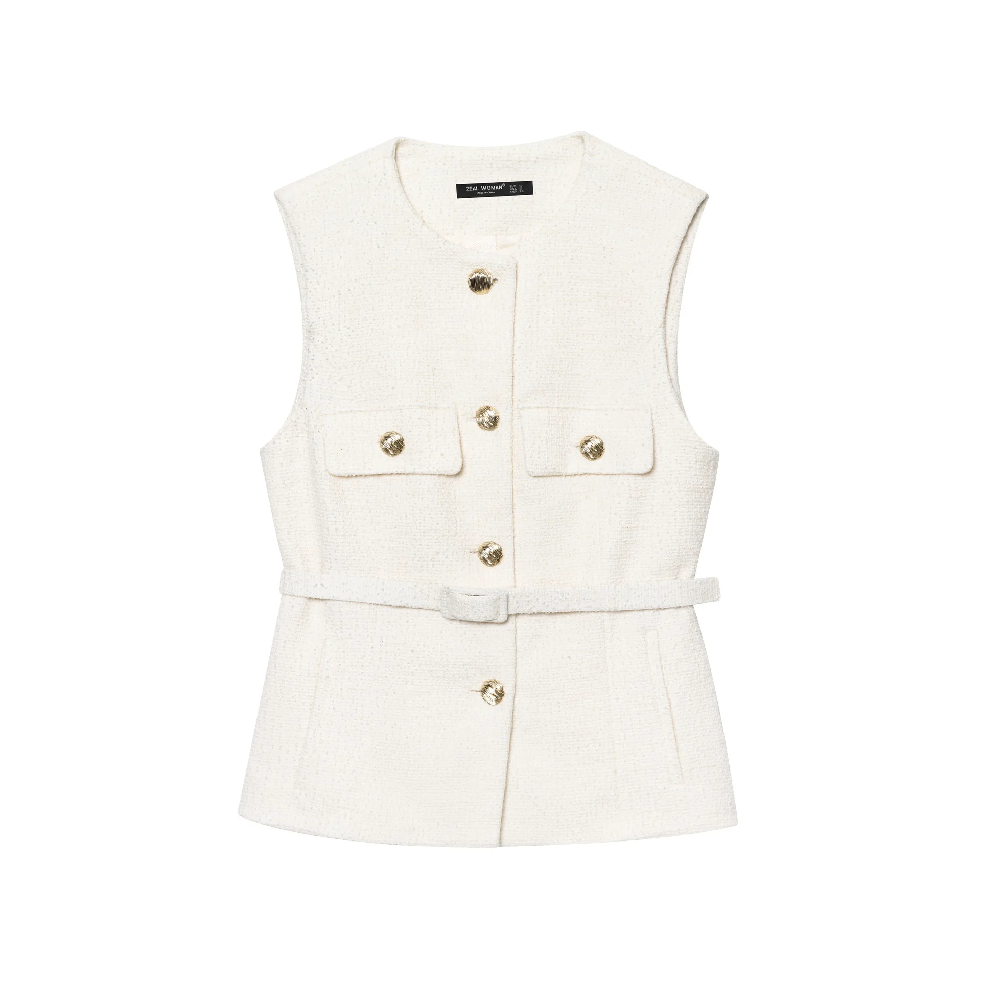 

Летний жилет с текстурой металлической линии, европейско-американский стиль с поясом, женская мода, оптовая продажа 2132116