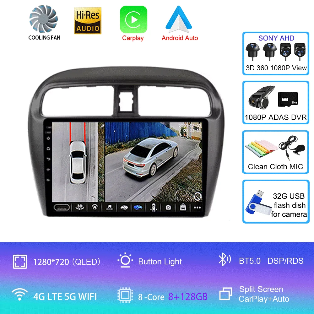 Android 16 autoradio voor Mitsubishi Mirage Attrage 2012-2018 Space Star 2014 GPS navigatie stereo multimedia