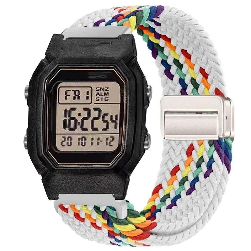 18mm Nylon-Elastikband für Casio AE1200/1300, magnetisches, atmungsaktives Armband für F91W/W218/F108/A159 A158 A168 A169, geflochtenes Band – Detail 5