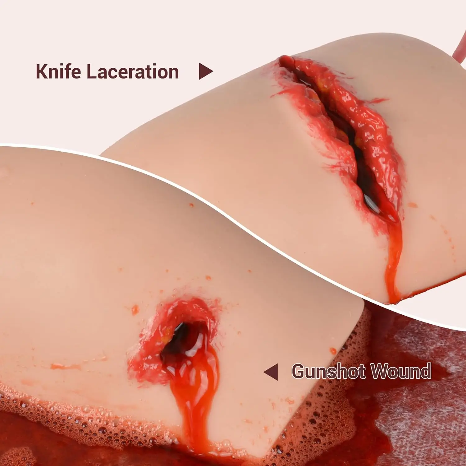 Reusable Knee Trauma Simulation Training Kit Bullet & Laceration Wound Care Packing Train for First Aid Practice Medical Educate - view 4