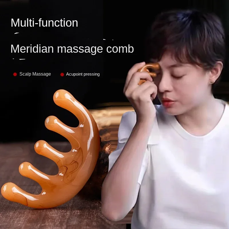 Five-tooth Meridian Massage Comb Scalp Pressing Acupoint Head Therapy Artifact Five-claw Decompression Portable Comb