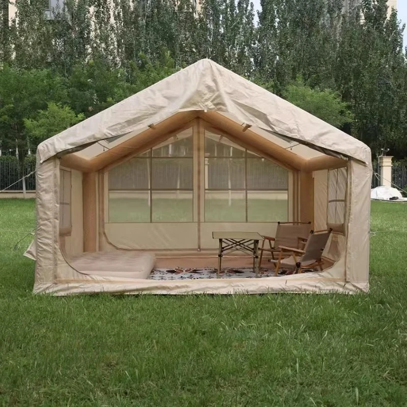 4 seasons inflatable tent summer use Oxford cloth and canvas fabric waterproof and windproof quick automatic