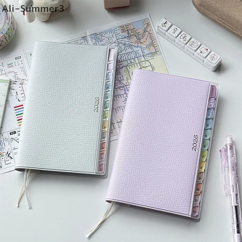 Calendario cuaderno diario 2026 planificador con manual de horario cortical de arcoíris notas de trabajo de Plan semanal mensual de alto valor