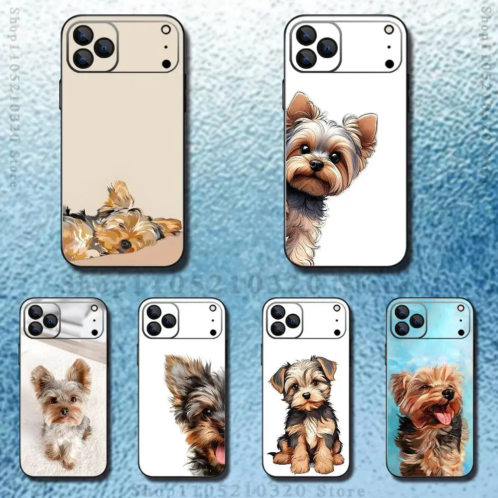 

Yorkshire Terrier Dog Phone Case For iPhone 17,16,15,14,13,12,11 ,Pro Max,XS,X,XR,SE,Mini,8,7,Soft Silicone Black Cover