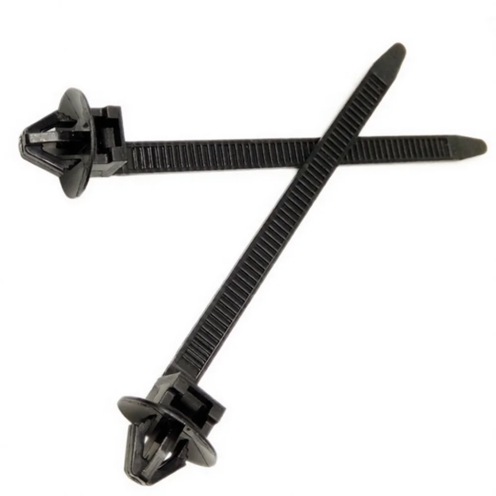 Black Nylon Tie Wire Management Clip Push Mount Disc Head Auto Fastener Car Harness Accessory Child Seat Fixing Parts