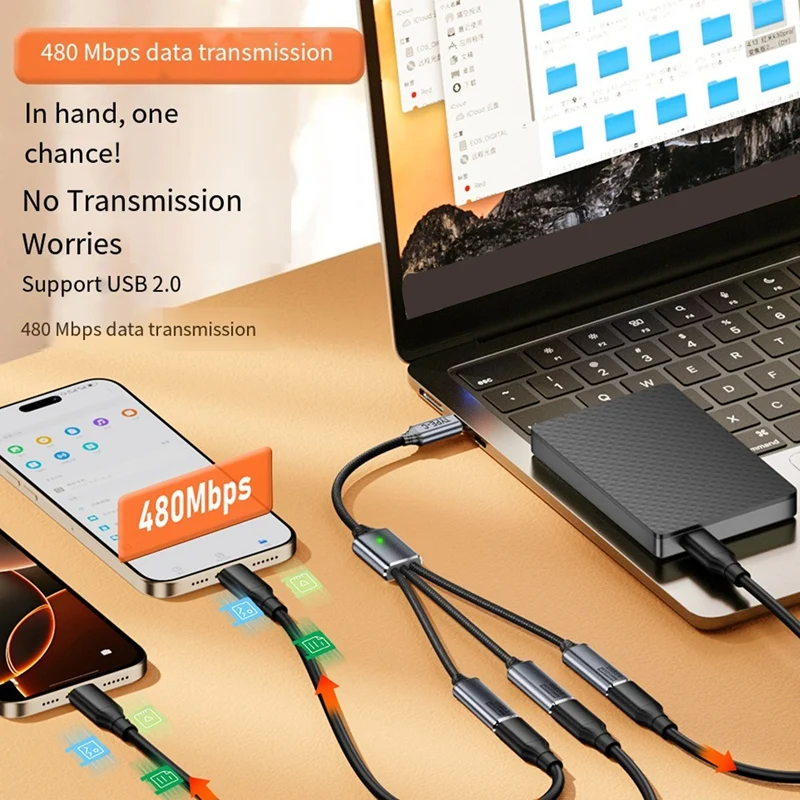 Splitter Cable OTG USB HUB 2.0 Male to Female Extension Cord Data Charger Adapter for Phone Printer USB Flash TYPE-C