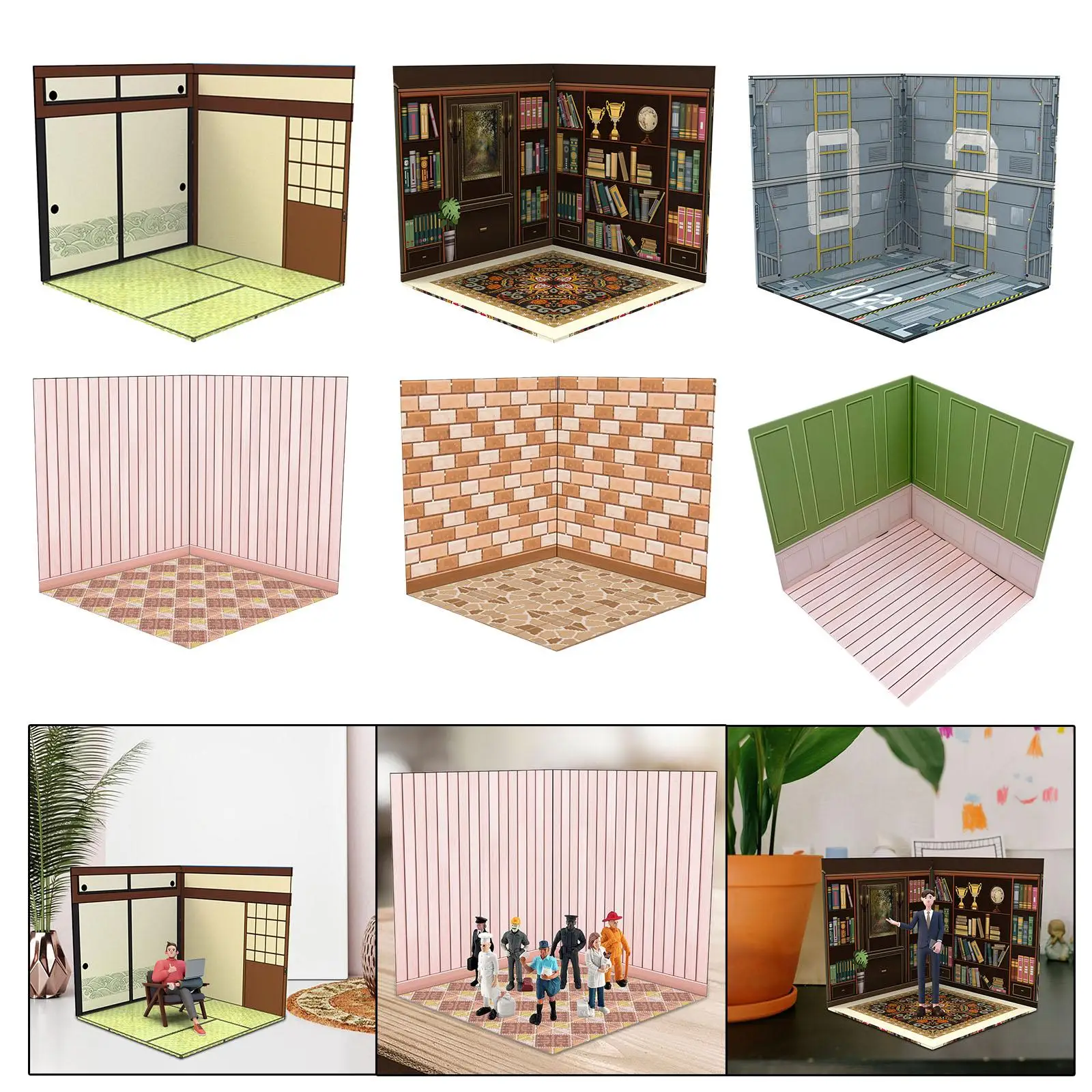 1:6 vetrina sfondo Diorama Layout Organizer Storage Display Model Scene per Action Figures Dolls, Mini Diecast Car