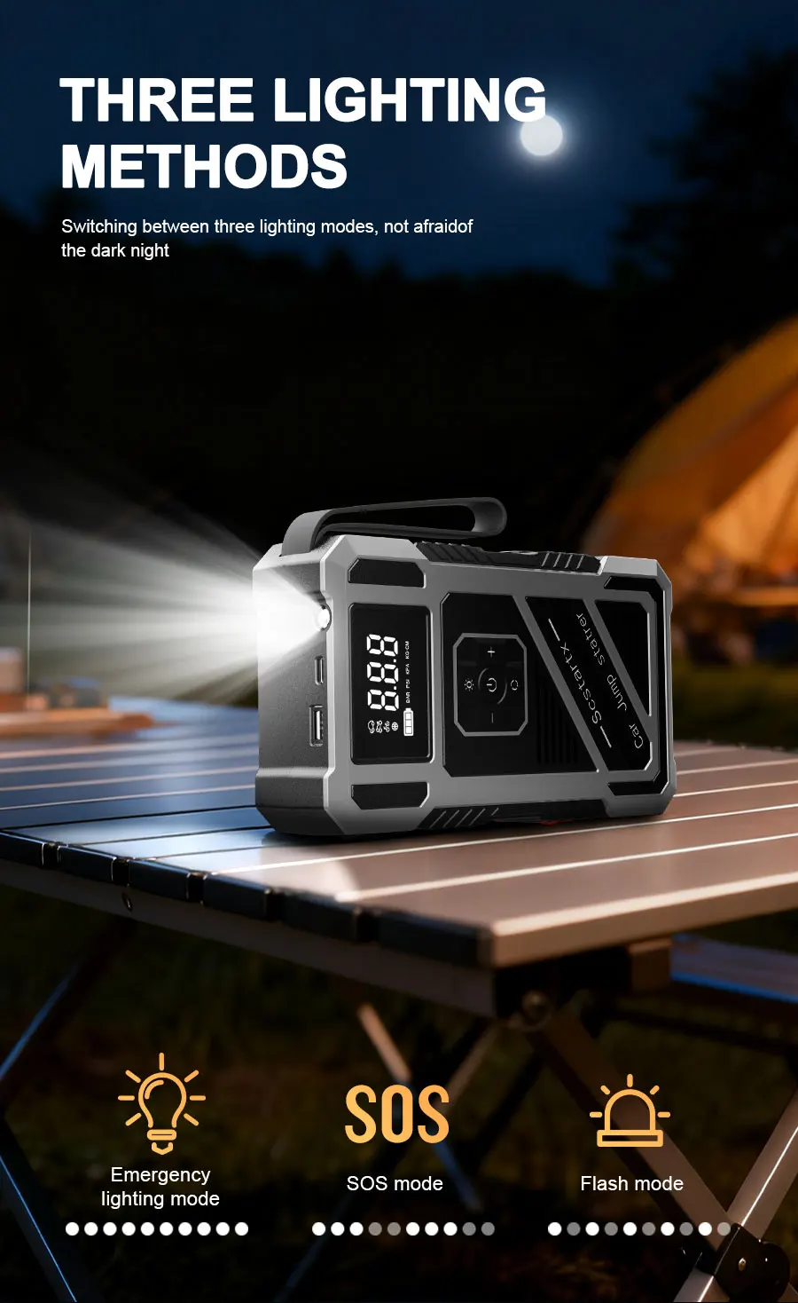 12V Tragbarer Auto-Starthilfe-Kompressor 150PSI, 2-in-1 Auto-Batterie-Notfall-Booster Powerbank, Auto-Elektronik-Zubehör – Detail 6
