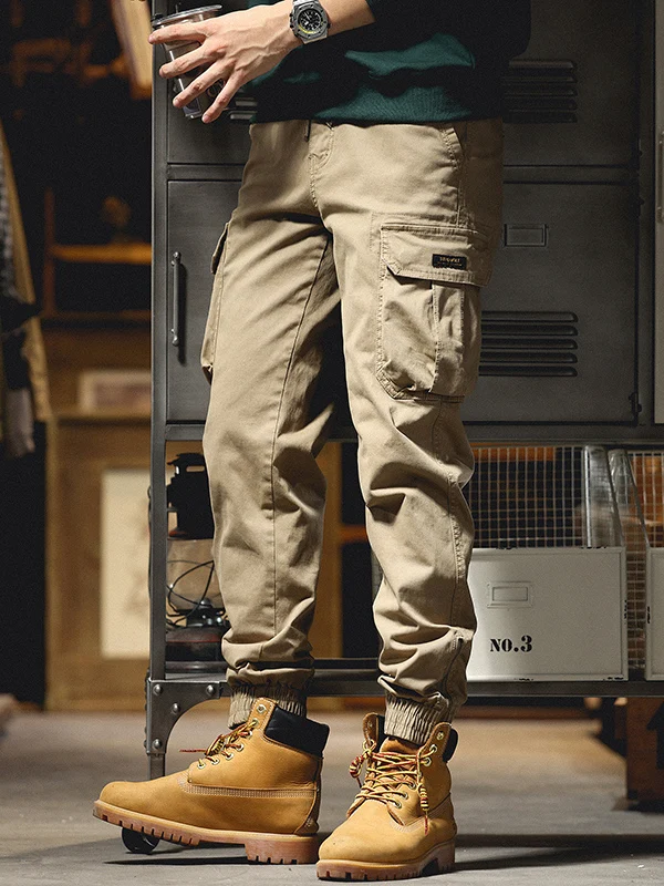 

Retro American Military Sle Men's Workwear Pants Wear Resistant Loose Fit Pure Cotton Outdoor Tactical Cuffed Trousers
