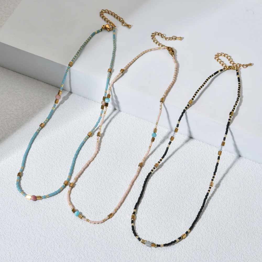 ZMZY Miyuki Beads Fashion Light Luxury Colorful Natural Stone Beaded Necklace Women\'s Gift Wedding Jewelry Necklace 2025 New