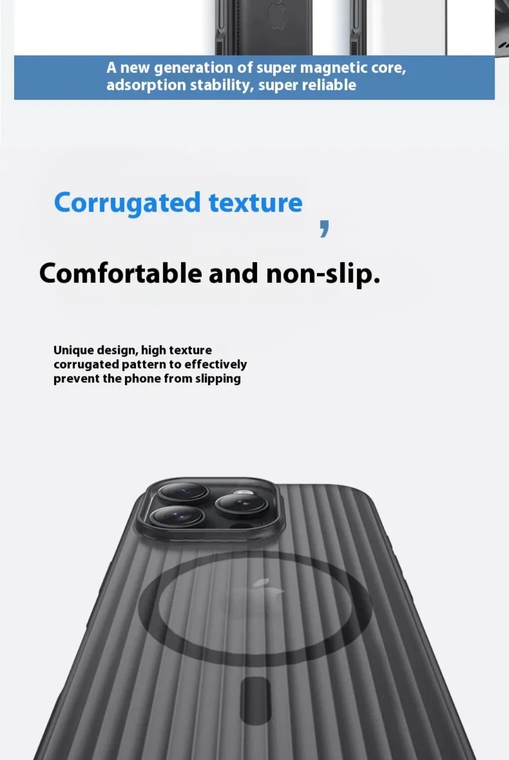 3D Corrugated For Magsafe Magnetic Phone Case For iPhone 18 17 Air 16 E 15 14 13 12 Pro Max Plus Non-slip Hard Matte Clear Cover