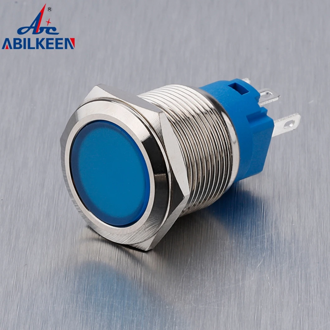 ABILKEEN High Quality 19mm Full Luminescence push button for elevators Momentary/Self-Latching IP65 Metal Push Button Switch 