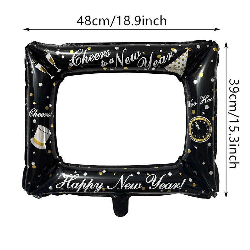 1 قطعة سنة جديدة سعيدة كابينة تصوير الإطار الدعائم احباط بالون ل 2026 السنة الجديدة حفلة التصوير الدعائم عيد الميلاد لوازم الحفلات المنزلية