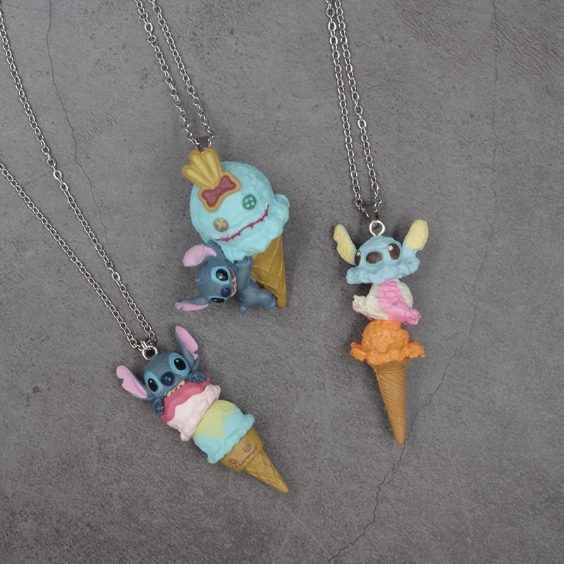 New Disney Anime Cartoon Necklace Lilo & Stitch Modeling PVC Necklace Anime Characters Stitch Kawaii Hip Hop Pendant Kids Gifts