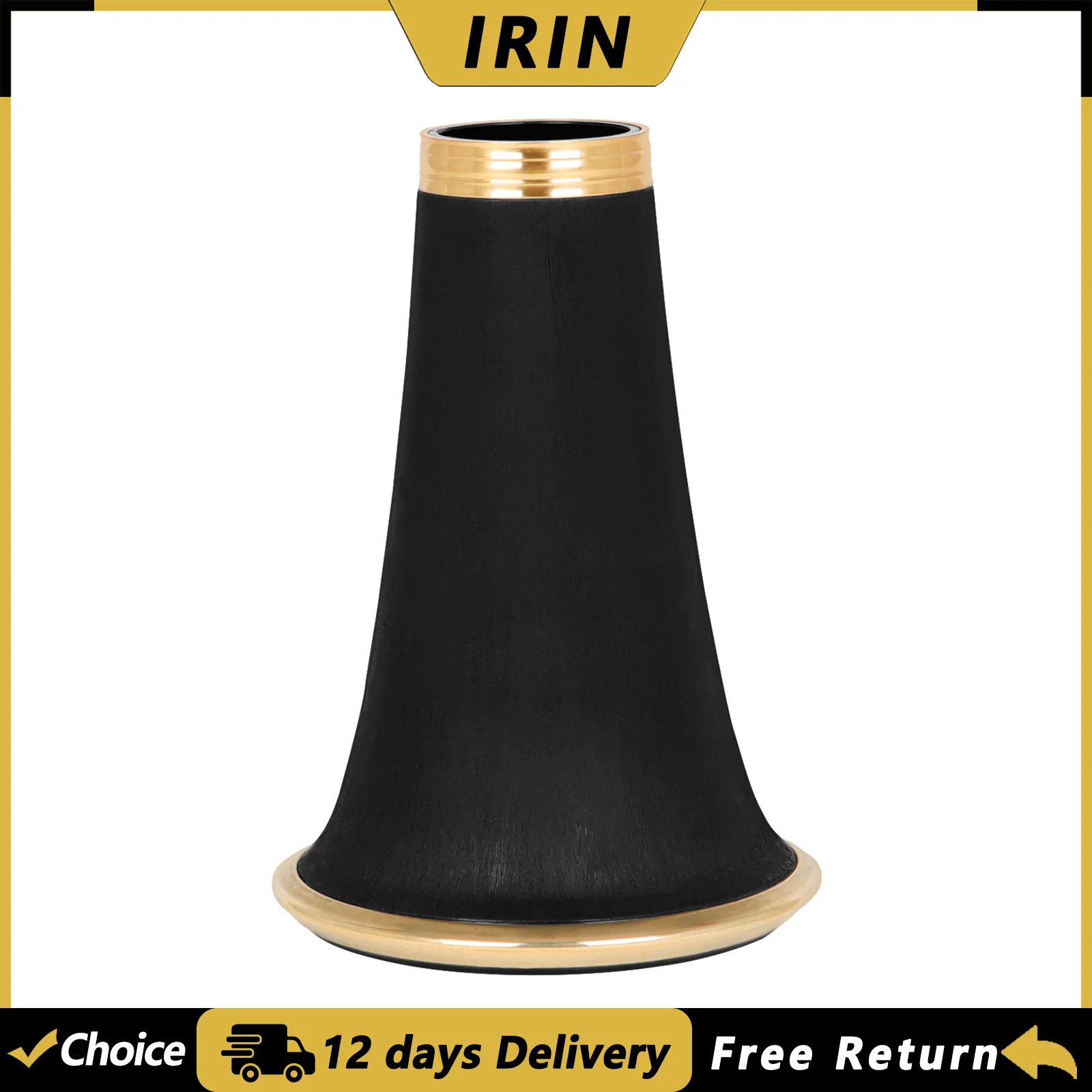 IRIN Clarinet Bell Mouth Bakelite Black Pipe Clarinet Bell Horn with Gold Trim Woodwind Musical Instrument Parts & Accessories