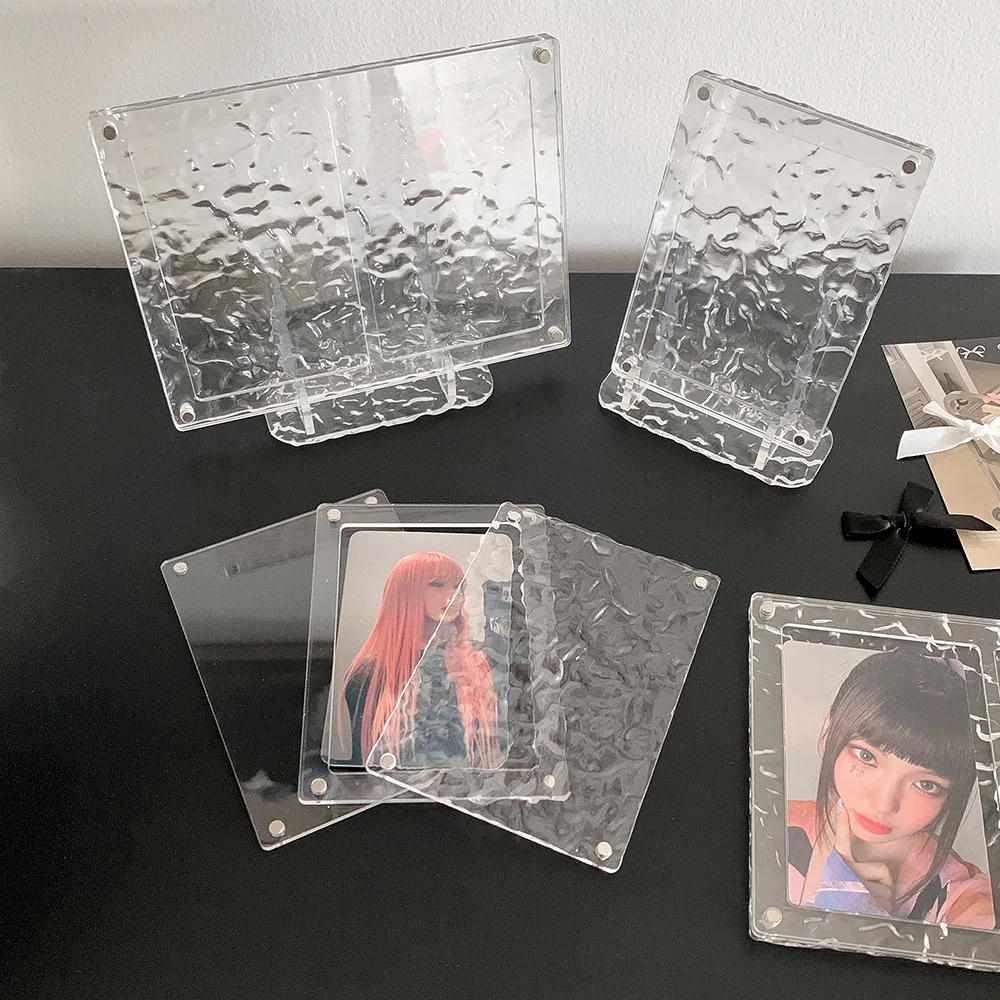 Fashion Y2K Ripple Pattern Transparent 3In Card Holder Cute Girl Idol Photo Storage Desktop Decoration Ornament Pvc Photo Frame