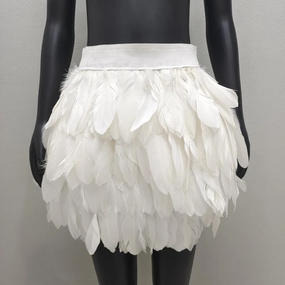 

Feather Skirt 11 Colors Costume Party Half Skirt Women Fashion Short Skirt Performance Dancewear