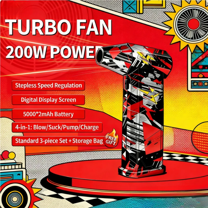 

X9 200000RPM Brushless Violent Fan Vacuum Dust Cleaner Turbo Jet Blower 53m/s Strong Winds Type-C Rechargeable Air Blower