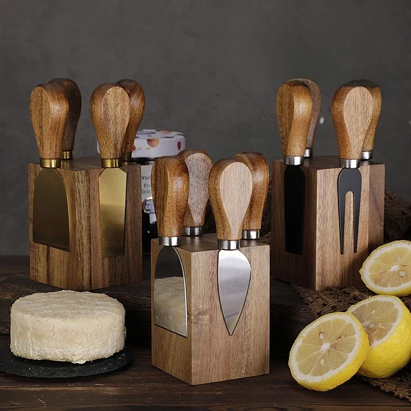 5 teile/satz Magnetische Akazie holz Käse Bord mit Abnehmbare Messer Halter Edelstahl Käse Werkzeuge Küche werkzeug zubehör